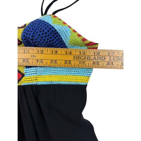 Impressions Dress Colorful Embroidered Top Slip Sun Dress Adj Spaghetti Straps M - Picture 9 of 12